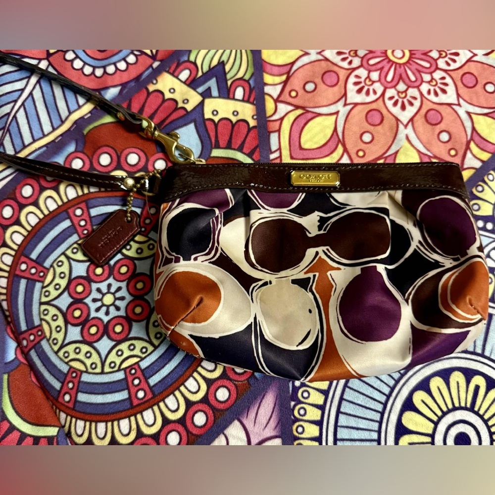 Coach Purple and Brown Wristlet
